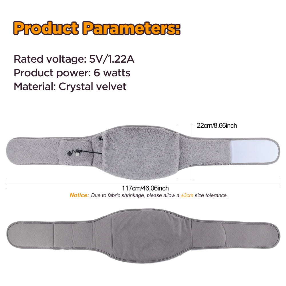 Electric Heating Waist Belt 3 Gear Temperature Abdominal Massager Menstrual Heating Pad Hand Belly Warmer Belt Fits All Body