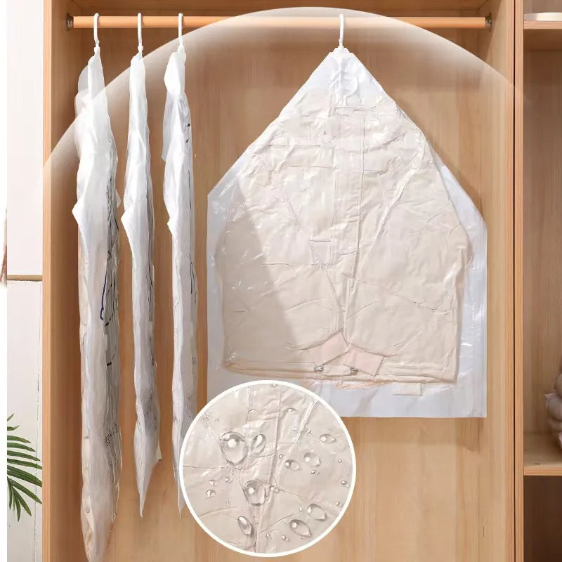 Hanging Vacuum Storage Bags Space Saver Bags Vacuum Seal Storage Bag for Suits Dress Coats Jackets Closet Organizer and Storage