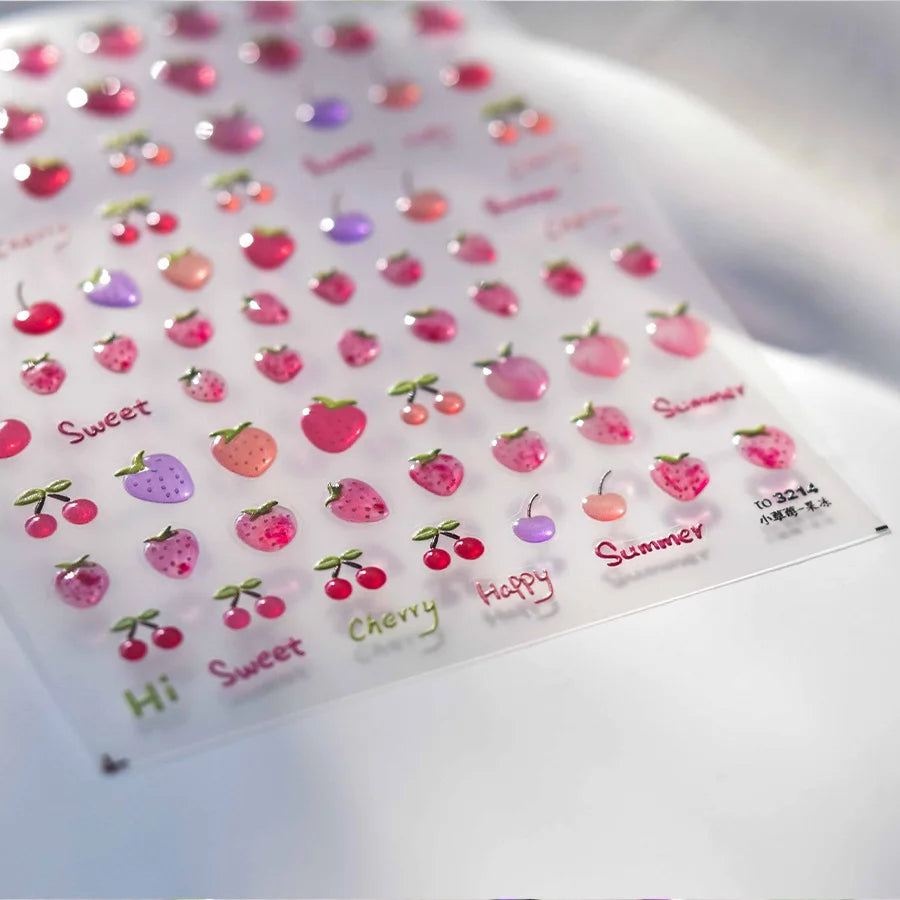 Line Flower Powder Blusher Love Heart High Quality Jelly Series Adhesive Nail Sticker Nail Art Decoration Decals Design T-2830