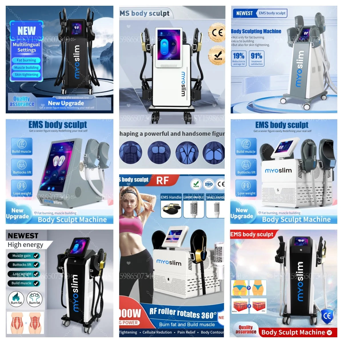 EMS Body Sculpting Machine 6500W MYIMuscle Building Fat Burning Abdominal Weight Loss Fitness Equipment