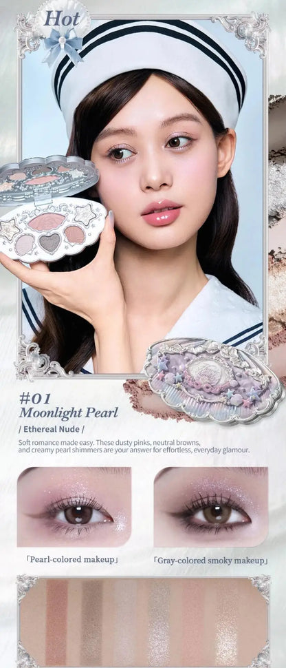 Flower Know Shells Jewel Makeup Set for Women - Eyeshadow Blush Lip Glaze Full Kit - Gift Set