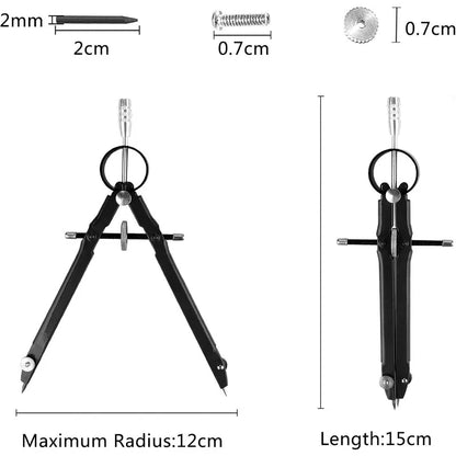 Compass Geometry Set with Lock, Professional Compass,for Solid and Plane Precis Math and Precision Compass, Metal and Durable
