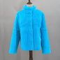 Women Real Rabbit Fur Coat High Collar Winter Jacket Make of One Rabbit Fur Cross Mink Pattern