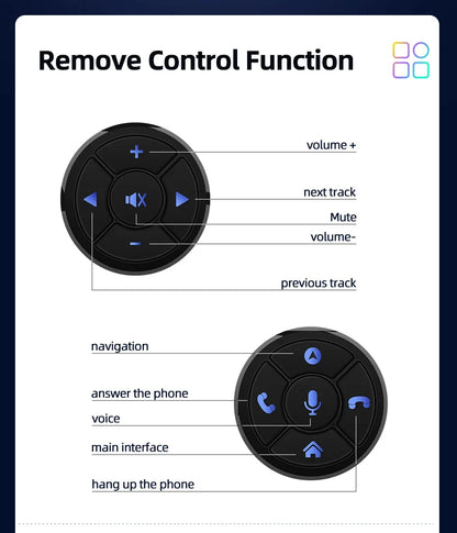 Junsun Universal Car Wireless Steering Wheel Control Button for for Android Autoradio 8 Key Functions Cup Shape With LED Light