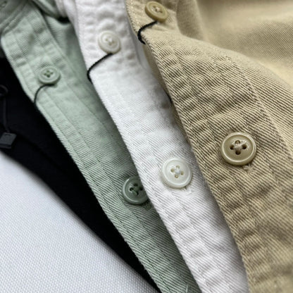 Autumn New Japanese Retro Heavyweight Twill Long-Sleeve Turn-down Collar 100% Cotton Shirt Men's Fashion Washed Casual Blouses
