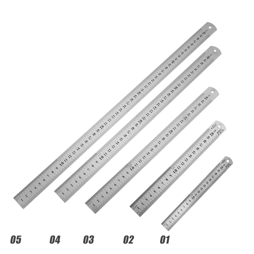 Metal Scale Stainless Steel Straight Ruler Measuring Stationery Drafting Accessories Hand Measuring Tool School Office Supplies