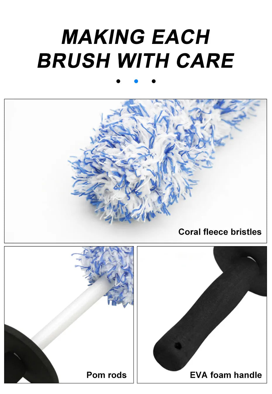 SEAMETAL Microfiber Car Wash Brush Cleaning Gloves Plastic Handle Wheel Brush Double-Side Absorbent Clean Glove Car Washing Tool