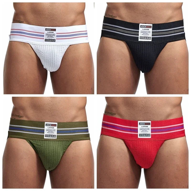 JOCKMAIL Men's Underwear Men Sexy Briefs Jockstrap Pouch Cuecas Man Cotton Panties Thongs Mesh Underpants Gay Slip Homme Srting
