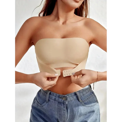 Women's Strapless No Padding Seamless Front Button Bra Comfortable Smooth Underwear