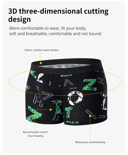 4/10piece Men's European And American Size Printed Fashionable Underwear Comfortable Plus Size Boxer Shorts Casual Sports Shorts