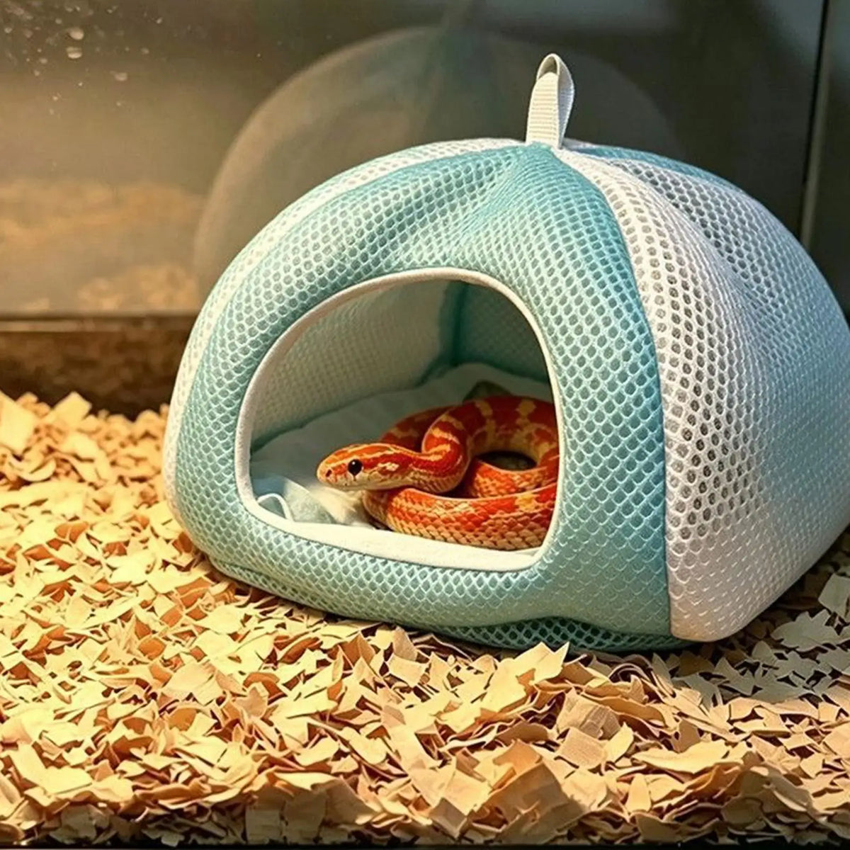 Corn snakeHouse Breathable Mesh Hanging tent style cave reptile dodging cave Easy to clean for Small reptile  ﻿