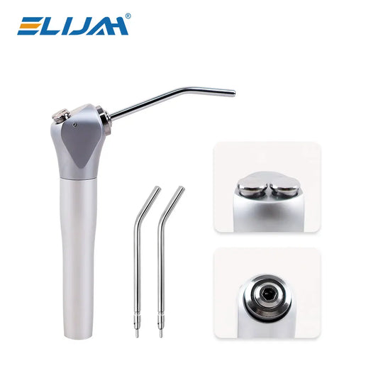 ELIJAH Dental Air Water Spray Gun Triple 3 Way Syringe Handpiece with 2 Nozzles Tips Tubes For Dental Lab Silvery Available