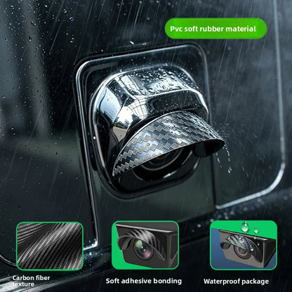 Car Reversing Camera Rain Cover Car Rear Camera Rain Cover Carbon Fiber Pattern Car Rear View Camera Protection Trim Dust Shield