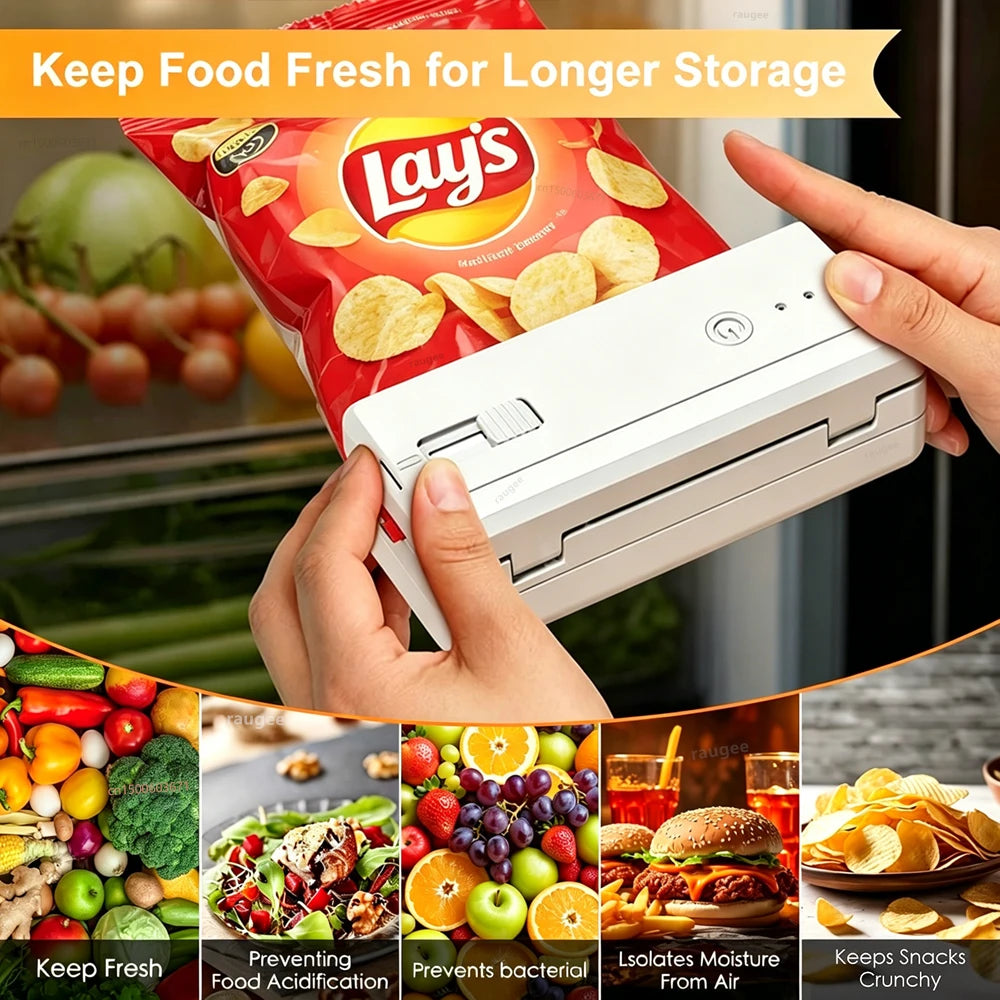 Plastic Bag Sealer Mini Heat Bag Sealing Machine Rechargeable Handheld Plastic Storage Package Sealer Clip Bag Food Heat Sealer