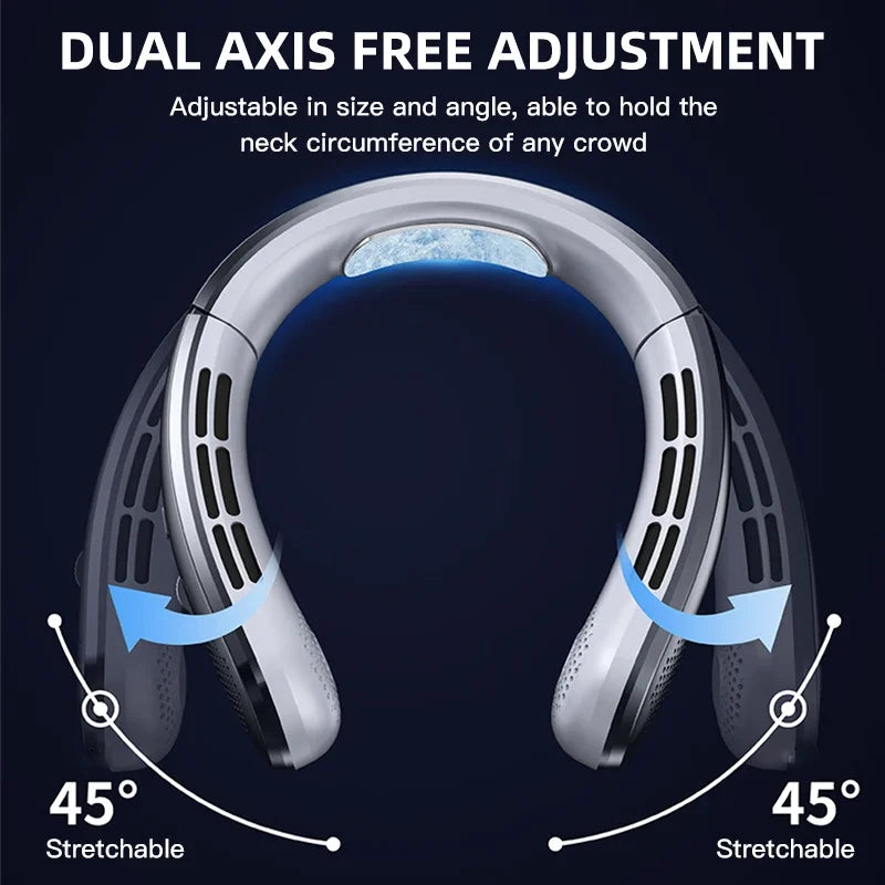 8000mAh Air Cooler USB Hanging Neck Fan Portable Bladeless Mini Rechargeable Mute LED Digital Display Electric Fans 2025 New