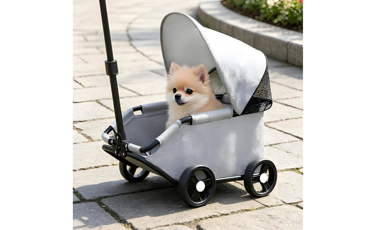 Foldable Pet Stroller 360-Degree Steering Lightweight Pet Stroller Rolling Carrier Body Transport Easy Fold