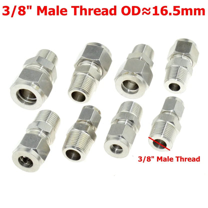 SS 304 Double Ferrule Compression Connector 8mm 10mm 12mm 1/4 1/2 Tube 1/8 1/4" 1/2" Male NPT BSP Stainless Steel Pipe Fitting