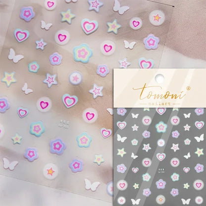 1 piece  5D silver nail stickers metal mini star nail art stickers high quality exquisite decals self-adhesive nail art stickers