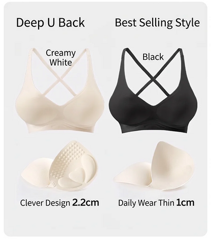 FINETOO Women's 3 Ways to Wear Halter Neck Backless Bralette Seamless Thin-Strapped Gather Bra Female Sexy Solid Color Underwear