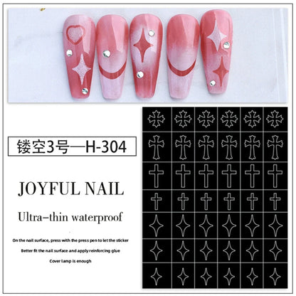 Hollow Nail Art Stickers Spray Painted Design Love Butterfly French Pattern Nail Accessories Decorative Decals