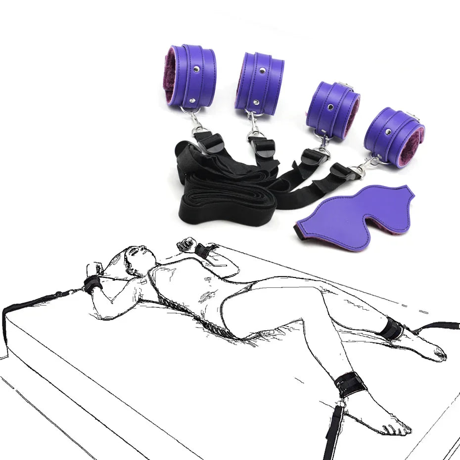 Sex Toy Under Bed Bondage Restraint Set Handcuffs Ankle Cuffs BDSM Straps Adult Games Sex Products Erotic Toys For Couples
