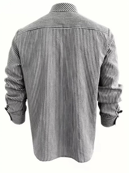 Men's Long Sleeve Striped Shirt with Loose Fit Stylish Comfortable Casual Wear for All Seasons Ideal for Outdoor Activities