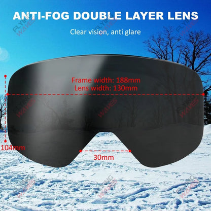Professional Ski Goggles Adult Frameless Snow Goggles 100% UV400 Anti-Fog Magnetic Replaceable Lenses Snowboard Goggles