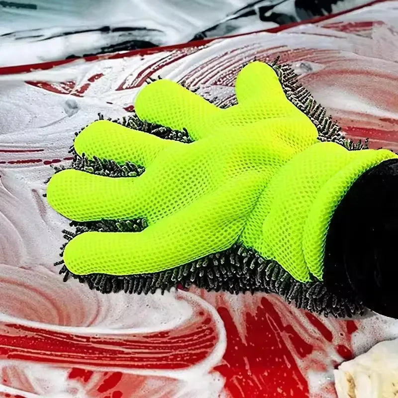 Car Wash Gloves Microfiber Wipe Car Sponge Scratch Free Car Wash Cleaning Coral Velvet Double-Sided Cleaning Tool