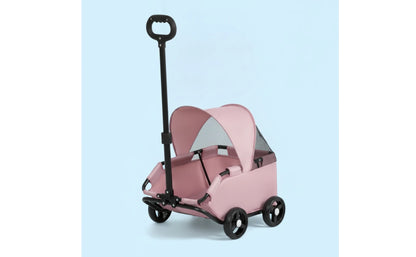 Four-Wheel Pet Stroller Compact Dog Stroller with Canopy Easy-to-Maneuver Roomy for Dogs, Outdoor Walks, Travel