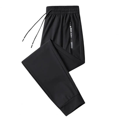 Men's Summer Ice Silk Pants Mesh Quick drying Ankle-banded Breathable Casual Thin Pants Loose Elastic Pants Sports Trousers