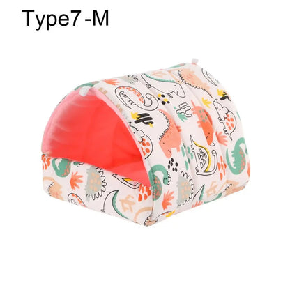 Soft Rabbit Colorful Squirrel Mini Cage Winter Hamster House Guinea Pig Nest Small Animal Sleeping Bed Warm Mat