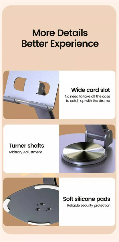 Elough 360° Rotation Portable Tablet Holder For iPad iPhone 15 Xiaomi Folding Lazy Desktop Live Mobile Phone Stand Mount Bracket