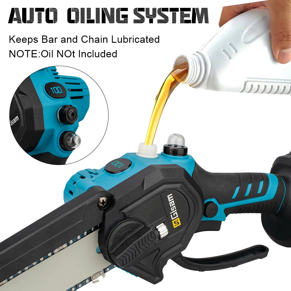 Gisam 8 Inch Brushless Electric Saw One-handed  Electirc ChainSaw Woodworking Garden Tool Pruning Saw For Makita 18v Battery Pin