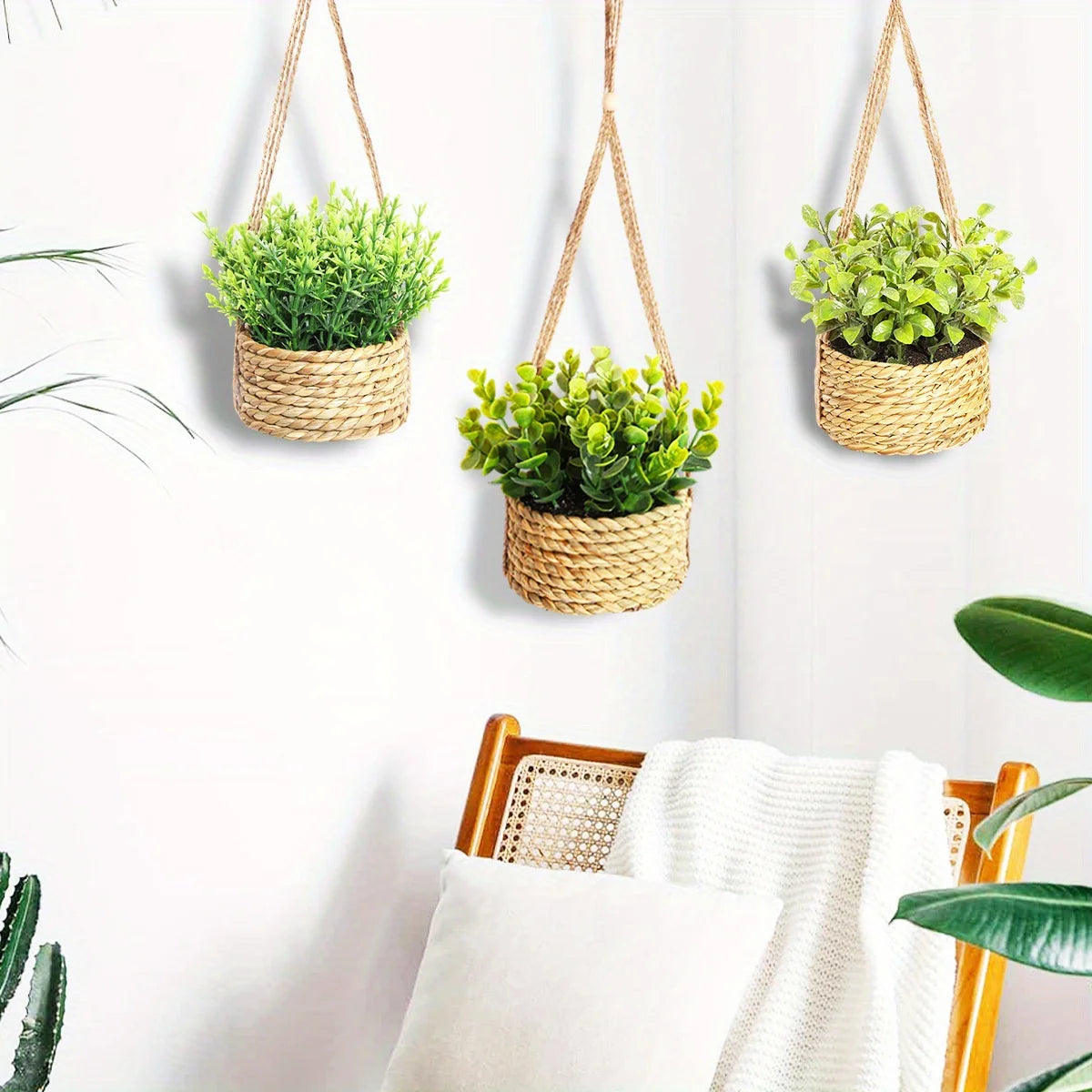 XIYA FLOWER Green Artificial Plants Eucalyptus Grass Woven Rosemary Potted Plants Grass Mound 40cm PE Material Home Decoration