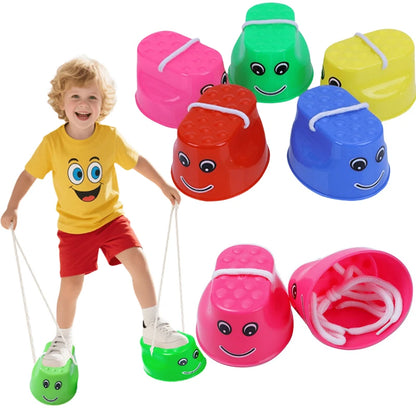 Colorful Smile Face Stilt Balance Training Walk Steppers Parent-Child Outdoor Exercise Educational Interactive Activity Prop ZYF