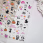 1sheet 5D Halloween Nail Stickers Pink/Green/Black Cartoon Pattern Nail Art Slider DIY For Sweet Cool Girl Cute Nail Decoration