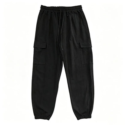Men's Cotton Linen Blend Cargo Jogger Pants Elastic Waist Drawstring Multi Pockets Casual Breathable Streetwear Trousers for Men