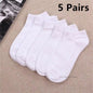 5/10/20 Pairs White Casual Breathable Socks Boat Socks For Women Men Invisible Low Cut Silicone Non-slip No-show Ankle Socks