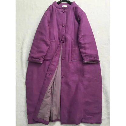 Ethnic Style Retro Single Breasted Cotton Robe Clothing Women's Spring And Autumn 2025 New Loose Versatile Quilted Coat K2709