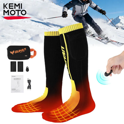 Electric Heating Socks for Skiing Snowboarding Hiking Rechargeable Batteries Thermal Warmer Remote Control Winter Outdoor Sports