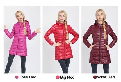 Women Spring/Autumn Ultra Lightweight Quilted Jacket 2023 New Woman Water and Wind-Resistant Big Size women Hoodies coat