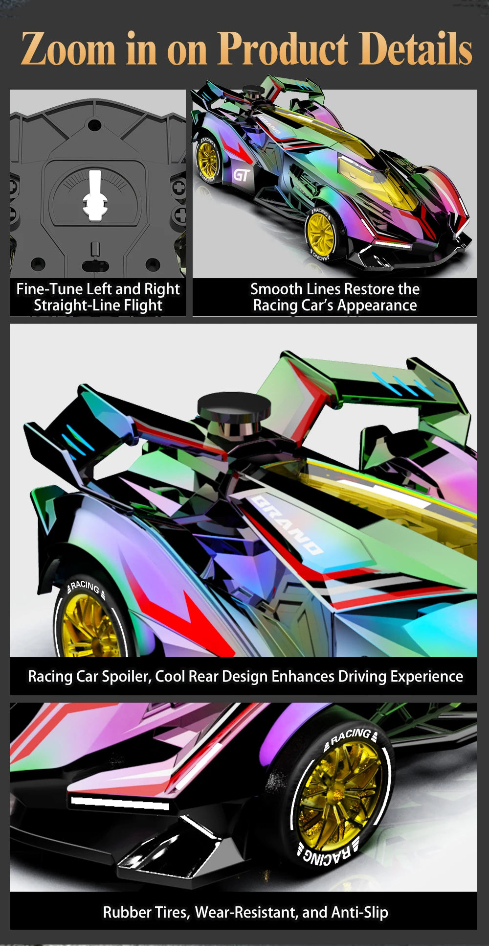 Rc Car 4Ch High-Speed Remote Control Drift Racing Car Electric Sportscar Toy Vehicle Model Toys for Boys Kids Birthday Gift