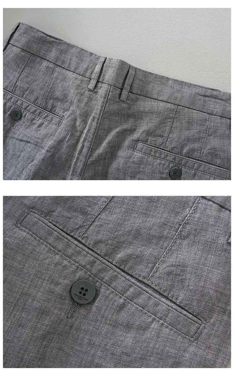 Summer New Pure Linen Casual Slim Pants for Men Clothing Thin Breathable Streetwear Men Trousers EC1335
