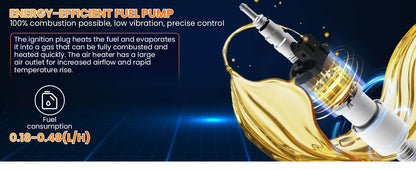 8KW 12V/220V All-in-One Diesel Heater, 0.16-0.52l/h, 8-36 ℃ Adjustable, LCD remove & Bluetooth APP, Portable for Camping RV