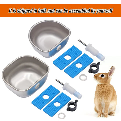 Stainless Steel Rabbit Water Bowl Farm Rabbit Automatic Drinker Rabbit cage fix cup Raising Fox Mink Drinking Bowl 1 Pcs