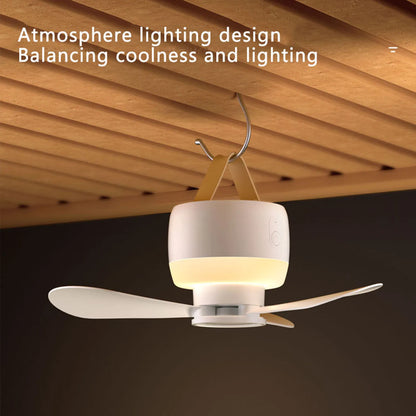 LED Light With Fan Portable Silent Ceiling Fans Light Rechargeable/Plug-in LED Lamp Remote Control 3600mAh for Bedroom Camping