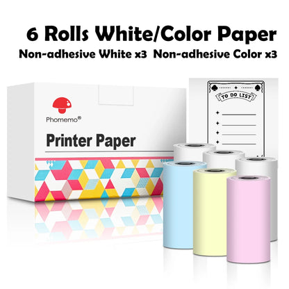 Phomemo 3 Rolls Self-adhesive Transparent Sticker Thermal Paper for T02 M02X Label Sticky DIY Photo Texts Study Notes Printing