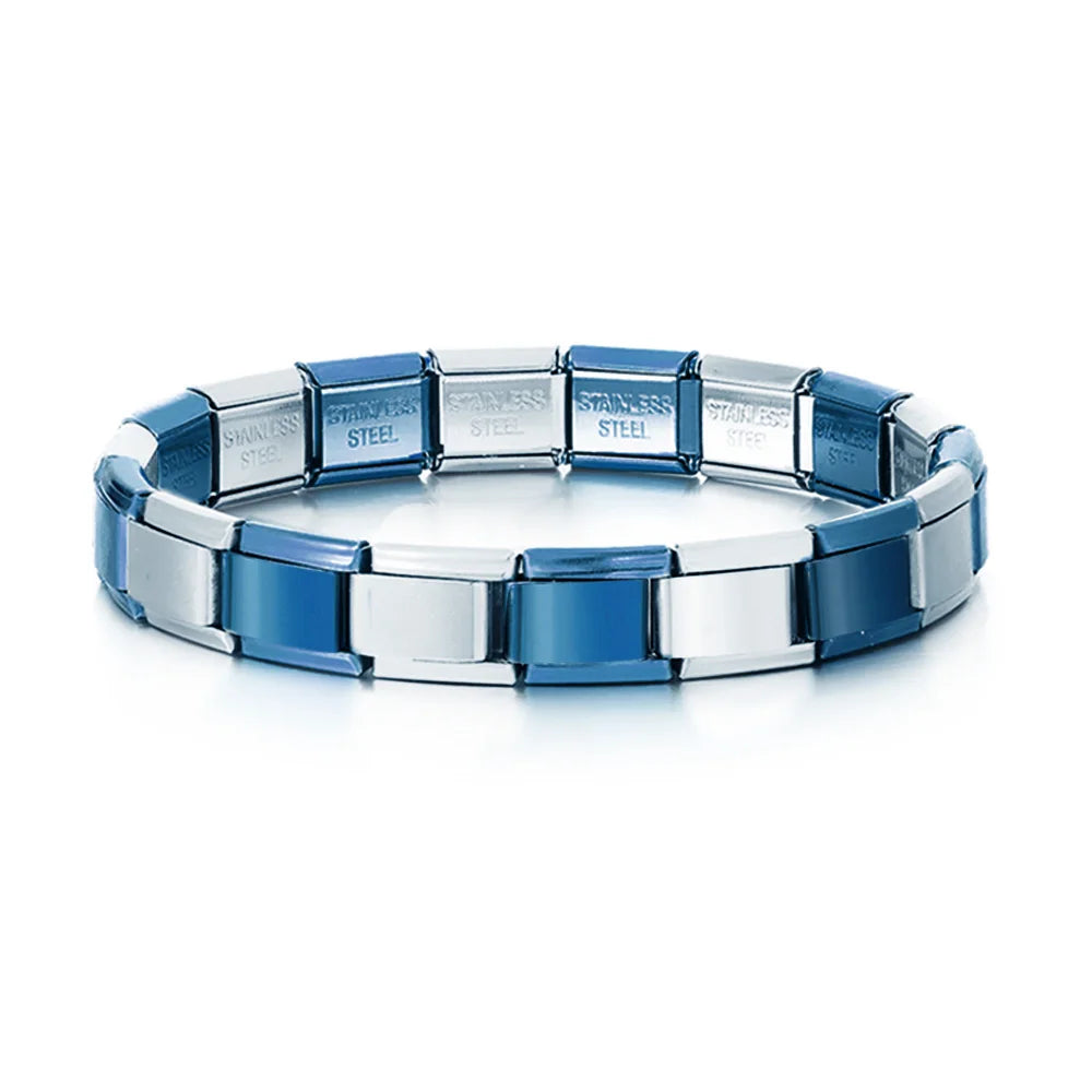 GEMOSA 9mm Width Italian Charm Bracelet Fashion Stainless Steel Bangle Elastic Link Chain High Quality Factory DIY