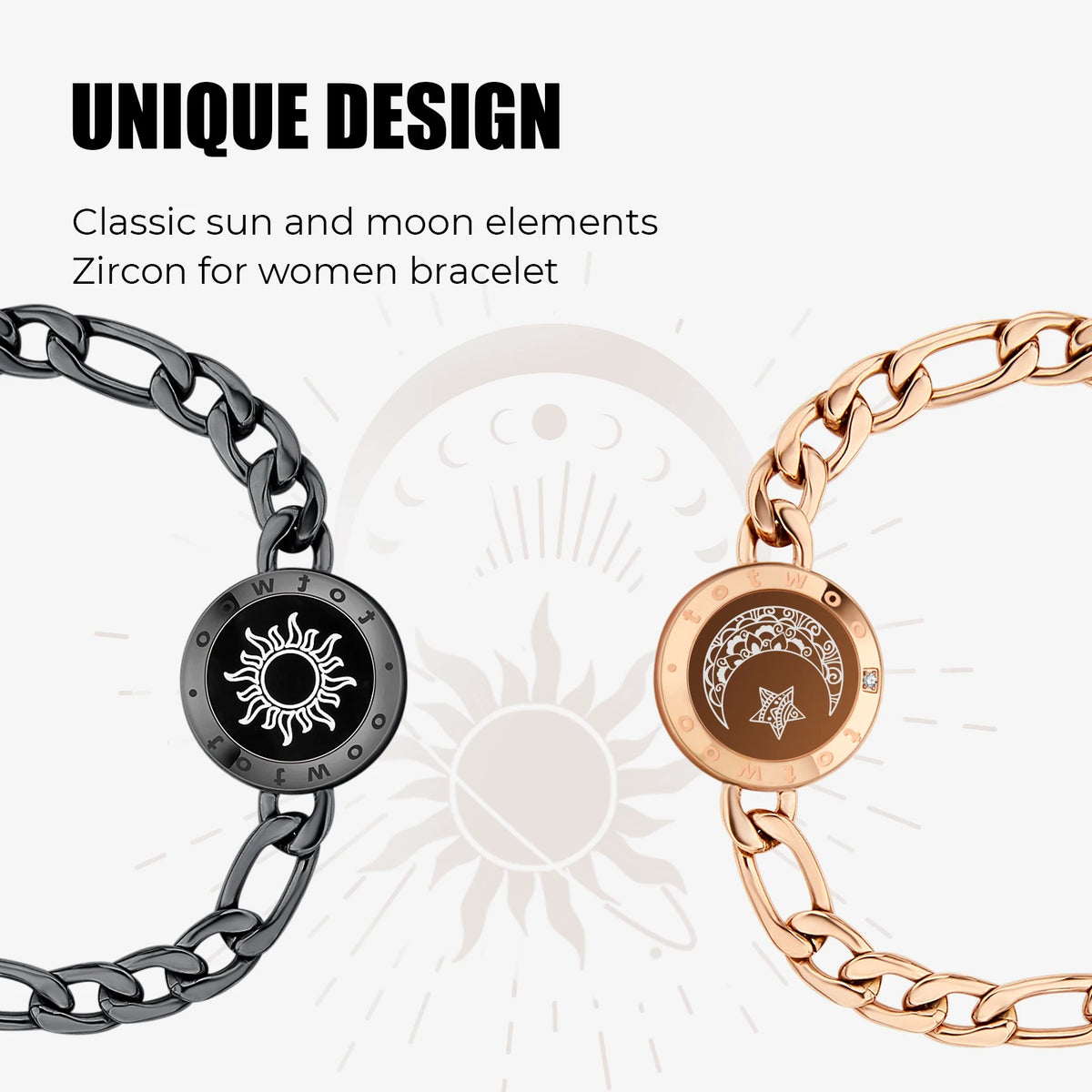 Totwoo Long Distance Relationship Touch Bracelets Couple Birthday Gift Smart Bluetooth Jewelry with App Support iOS Android