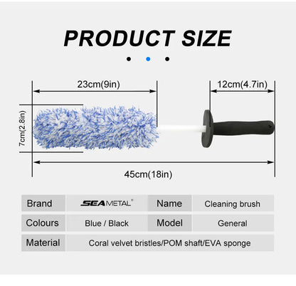SEAMETAL Microfiber Car Wash Brush Cleaning Gloves Plastic Handle Wheel Brush Double-Side Absorbent Clean Glove Car Washing Tool